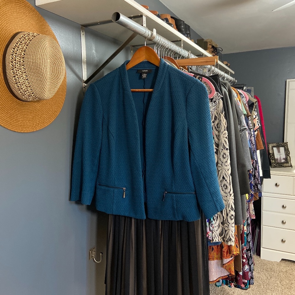 Teal Crop Blazer - Alfani